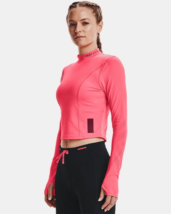 女士UA Run Anywhere Laser長袖T恤, Pink, pdpMainDesktop image number 0